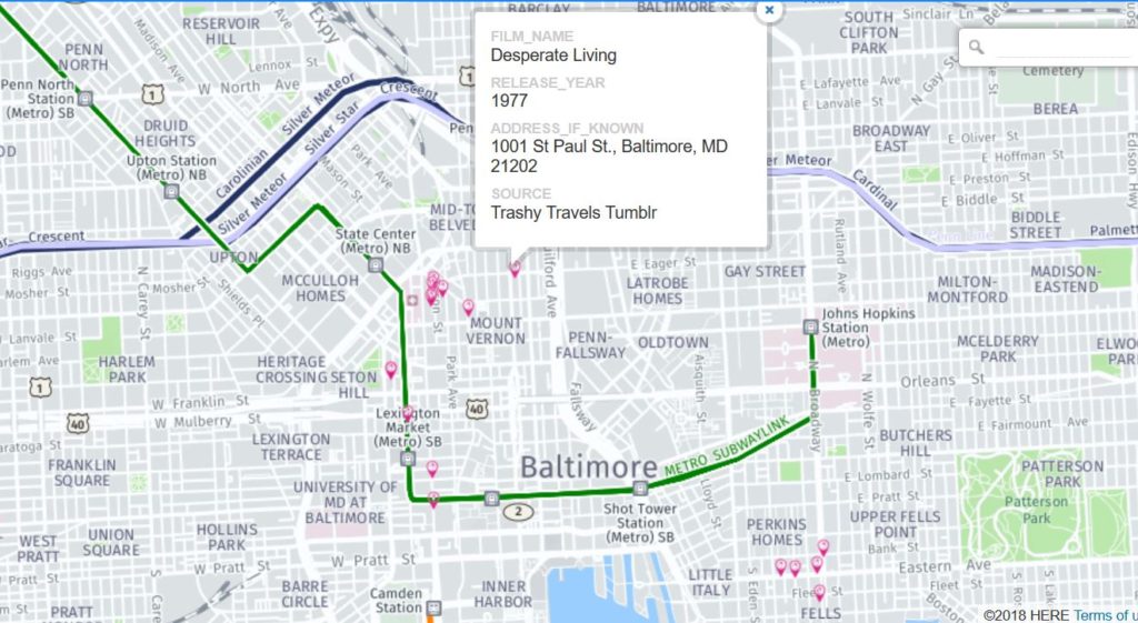 Map of downtown Baltimore